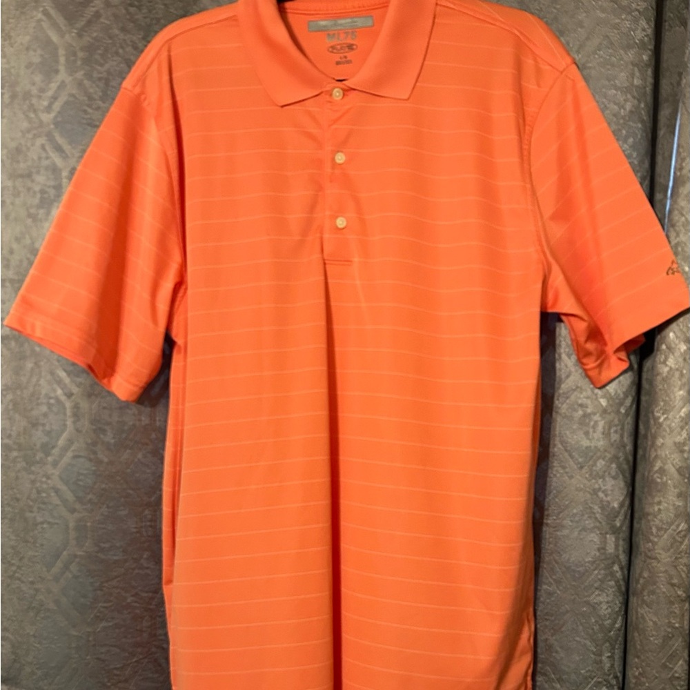 Gregg Norman large : orange with white stripes ML75 play dry shirt Polo shirt